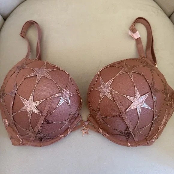 NWT V Secret VERY SEXY Bombshell Add-2-Cups Stardust Embroidery Push-Up Bra 34D